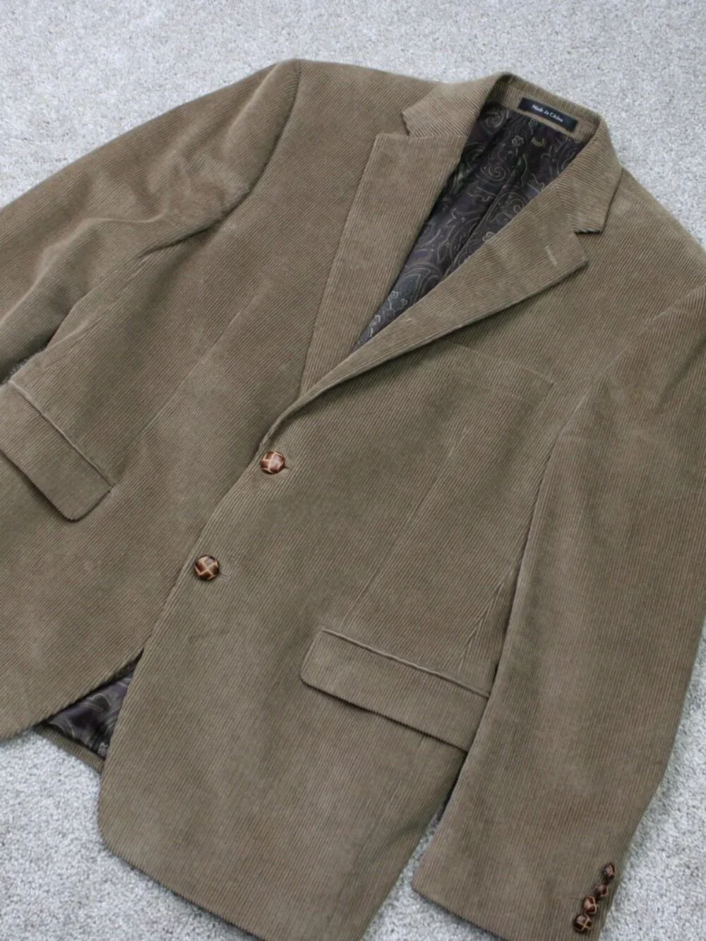 LAUREN Ralph Lauren Corduroy Blazer Mens 40 Short Brown 100% Cotton 2 Button